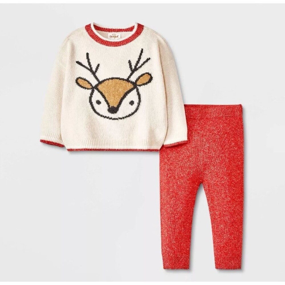Baby Reindeer Sweater Set - Cat & Jack™Cream 3-6M